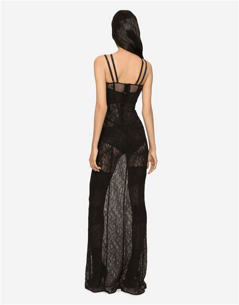 dolce gabbana lace corset|Long lace corset dress in Black for Women.